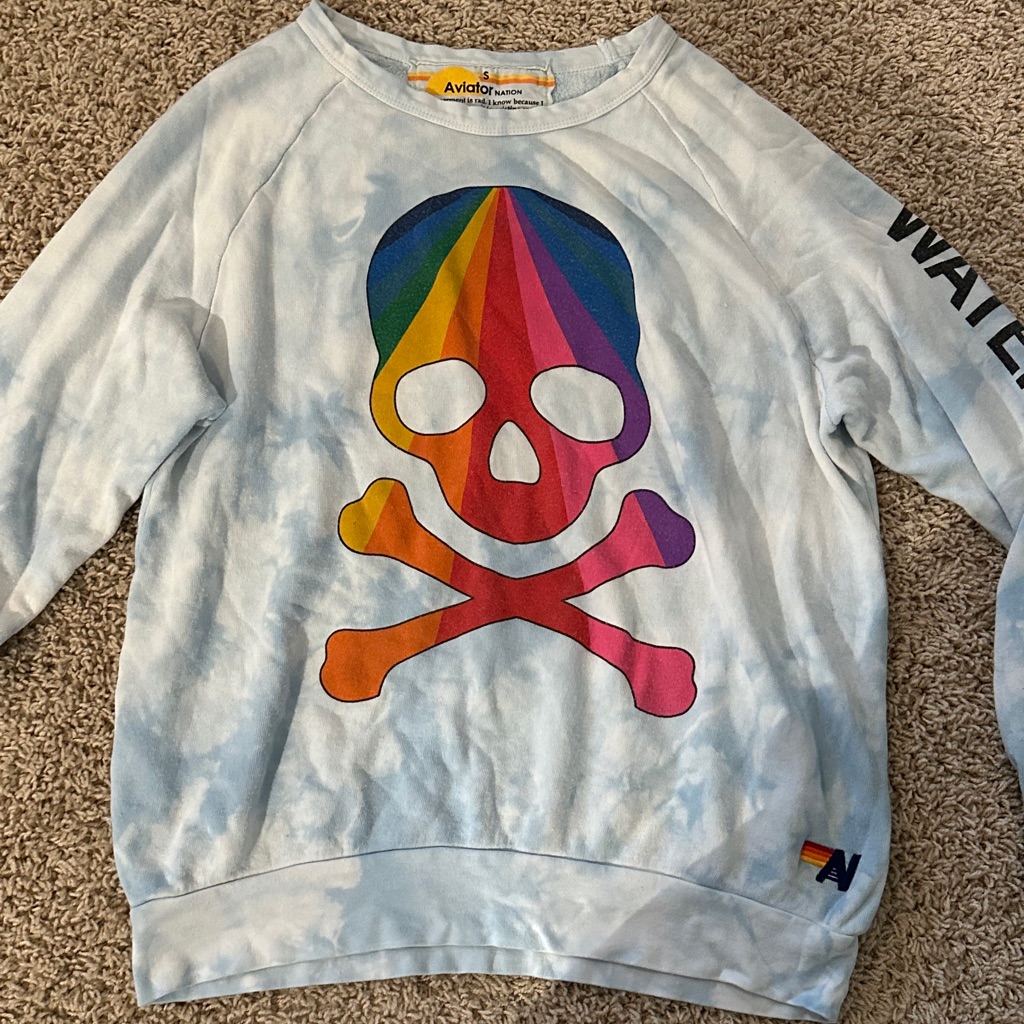 Aviator Nation Tie Dye Skull Crewneck
